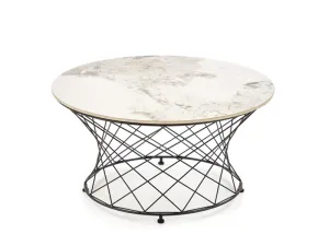 Стол журнальный HALMAR ALESSIA бежевый мрамор/черный фото