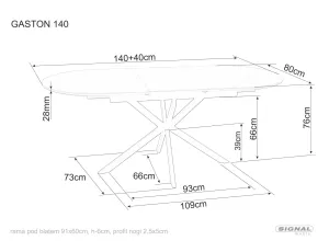 Стол обеденный SIGNAL GASTON Ceramic черный/черный 140-180/80 фото