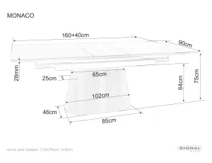 Стол обеденный SIGNAL MONACO травертин/дуб 160-200/90 фото