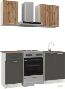 Готовая кухня НК-Мебель Ника 1 L 76144500 (графит/дуб вотан) Готовая кухня НК-Мебель Ника 1 L 76144500 (графит/дуб вотан) фото