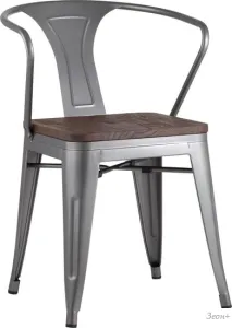 Стул с подлокотниками Stool Group Tolix ARM wood c подлокотниками (серебристый) фото