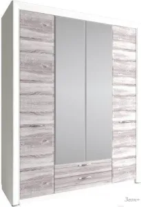Шкаф распашной Anrex Olivia 4D2S Z Вудлайн Кремовый/Дуб Анкона фото