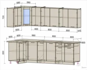 Угловая кухня Интерлиния Мила 12x26 (антрацит/серебро) Угловая кухня Интерлиния Мила 12x26 (антрацит/серебро) фото