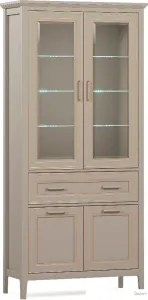 Шкаф-витрина BRW Classic REG2W2D1S с подсветкой (глиняный серый) фото