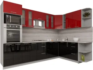 Готовая кухня Интерлиния Мила Gloss 1.88x3.0 правая (красный-черный) фото