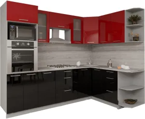 Готовая кухня Интерлиния Мила Gloss 1.68x2.6 правая (красный-черный) фото