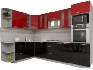 Готовая кухня Интерлиния Мила Gloss 1.88x3.0 левая (красный-черный) фото