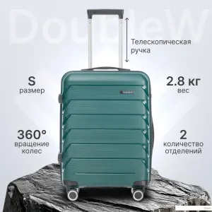 Чемодан-спиннер DoubleW Zuna с расширением (S, темно-зеленый) фото