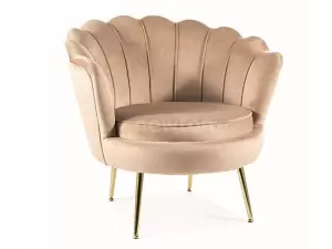 Интерьерное кресло Signal Camellia Velvet Bluvel 28 бежевый/золотой фото