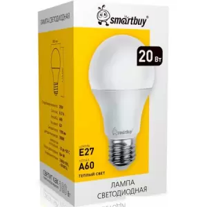 Светодиодная лампочка SmartBuy A60 E27 20Вт 3000К SBL-A60-20-30K-E27 фото