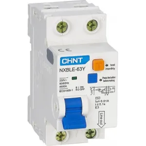 Дифференциальный автомат Chint NXBLE-63Y 1P+N 10А 10mA 4.5kA 105523 фото