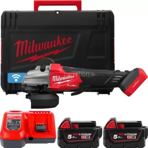 Угловая шлифмашина Milwaukee M18 Fuel One-Key M18FSAGSVO125X-502X 4933493553 с 2-мя АКБ 5 Ач, кейс фото