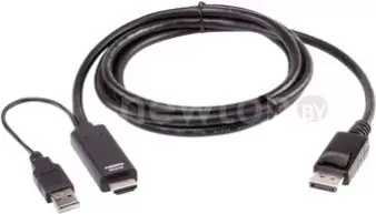 Кабель Aten 2L-7D02HDP HDMI/USB Type-A - DisplayPort 1.8 м, черный фото