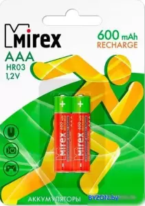 Аккумуляторы Mirex AAA 600mAh 2 шт HR03-06-E2 фото