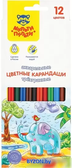 Набор акварельных карандашей Мульти-пульти Невероятные приключения CP_41149 (12 цветов) фото