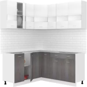 Готовая кухня Кортекс-мебель Корнелия Экстра 1.5x1.7 без столешницы (белый/береза) фото