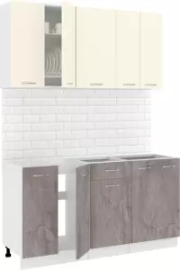 Готовая кухня Кортекс-мебель Корнелия Лира-лайт км.02516 1.5 м без столешницы (крем/оникс) фото