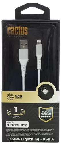 Кабель CACTUS USB Type-A - Lightning CS-LG.USB.A-1 (1 м, белый) фото