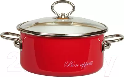 Кастрюля СтальЭмаль Bon Appetit / 8SD165S вишневый фото