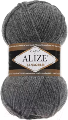 Пряжа для вязания Alize Lanagold 49% шерсть, 51% акрил / 182 240м, средне-серый меланж фото