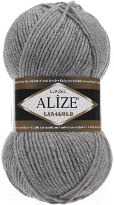 Пряжа для вязания Alize Lanagold 49% шерсть, 51% акрил / 21 240м, серый меланж фото