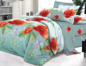 Комплект постельного белья Luxsonia Яркие маки / Эф220 70x70 фото