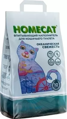 Наполнитель для туалета Homecat Океаническая свежесть Впитывающий / 81099 10л/5кг фото