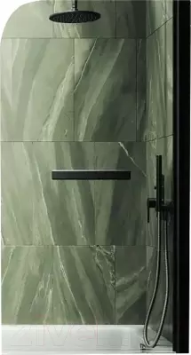 Стеклянная шторка для ванны MaybahGlass MGV-788-6 прозрачное стекло/черный фото