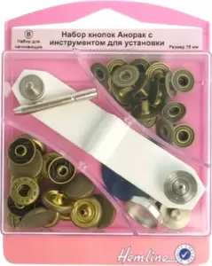 Набор кнопок для одежды Hemline Анорак H407.A 15мм 10шт, античная латунь фото