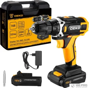 Дрель-шуруповерт Deko Sharker 16V 083-1108 (с 2-мя АКБ, кейс) фото