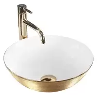 Умывальник Rea Stella gold brush white U9087 фото