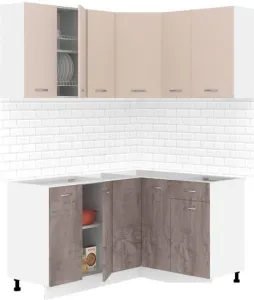Готовая кухня Кортекс-мебель Корнелия Лира 1.5x1.3 без столешницы (капучино/оникс) фото
