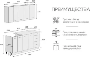 Готовая кухня Кортекс-мебель Корнелия Лира 1.8 (дуб сонома/дуб бунратти) фото