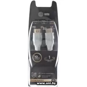 Кабель CACTUS HDMI - HDMI CS-HDMI.2.1-1 (1 м, серебристый) фото