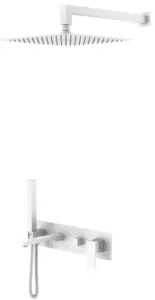 Смеситель встроенный + верхний+ ручной душ Boheme Qubic Matt White 474-MW фото