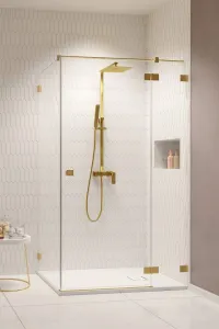Душевой уголок Radaway Essenza Pro 8 Brushed Gold KDJ 80x100 правый, стекла прозрачные, профиль брашированное золото фото