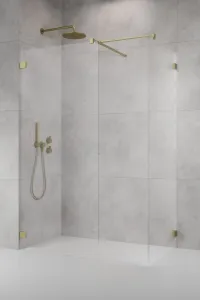Душевой уголок Radaway Essenza Pro 8 Brushed Gold Walk-in III 65x110 стекла прозрачные, профиль брашированное золото фото
