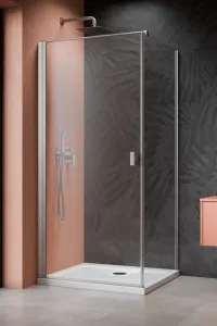 Душевой уголок Radaway Nes Brushed Nickel KDJ I 100x75 левый, стекла прозрачные, профиль брашированный никель фото