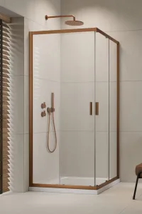 Душевой уголок Radaway Alienta Brushed Copper D 80x100 стекла прозрачные, профиль брашированная медь фото