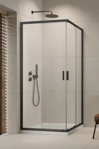 Душевой уголок Radaway Alienta Brushed GunMetal D 80x100 стекла прозрачные, профиль брашированная оружейная сталь фото
