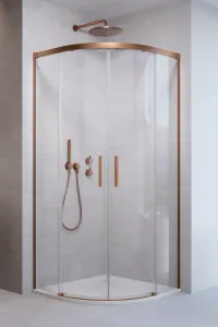 Душевой уголок Radaway Idea 6 Brushed Copper PDD 90x80 стекла прозрачные, профиль брашированная медь фото