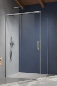 Душевой уголок Radaway Idea 8 Brushed Nickel KDJ 140x75 левый, стекла прозрачные, профиль брашированный никель фото