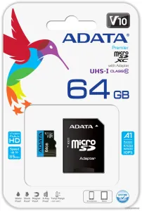 Карта памяти ADATA Premier AUSDX64GUICL10A1-RA1 microSDXC 64GB (с адаптером) фото