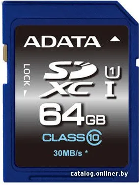 Карта памяти A-Data Premier SDXC UHS-I (Class 10) 64GB (ASDX64GUICL10-R) фото