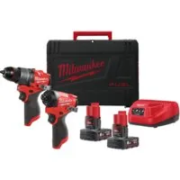 Набор электроинструмента Milwaukee M12 FPP2A2-602X Fuel 4933480588 (шуруповерт, винтоверт, 2 АКБ, кейс) фото