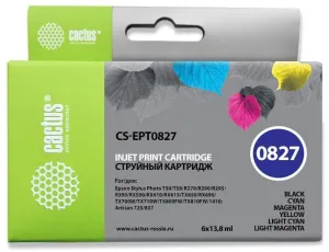 Картридж Cactus CS-EPT0827, черный / голубой / пурпурный / желтый / светло-голубой / светло-пурпурный фото