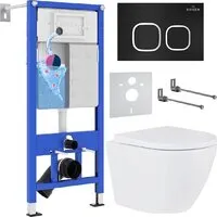 Унитаз подвесной Roxen Antares One Rimless 6 в 1 StounFix Dual Fresh 543489 (кнопка: черный матовый) фото