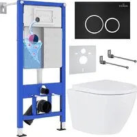 Унитаз подвесной Roxen Antares One Rimless 6 в 1 StounFix Dual Fresh 506495 (кнпка: черный матовый) фото