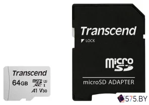 Карта памяти Transcend microSDXC 300S 64GB + адаптер фото
