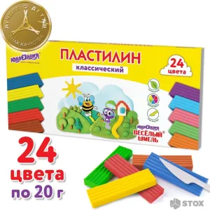 Пластилин Юнландия Веселый шмель 106433 (24 цв) фото